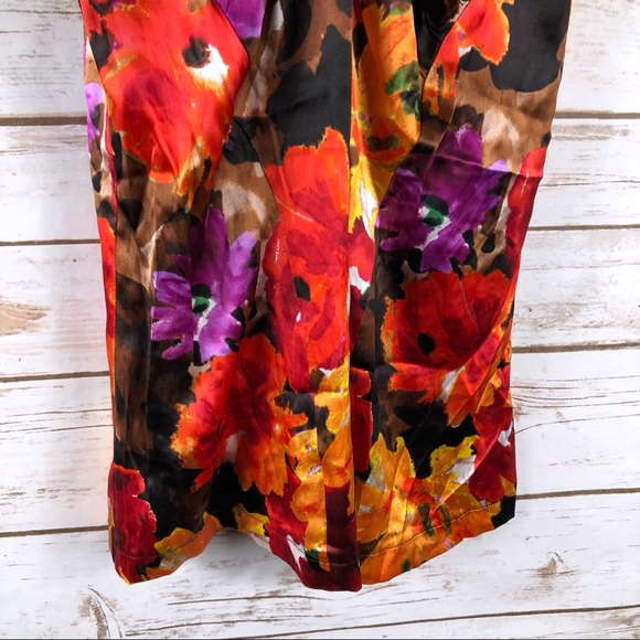 Cache bright floral silk blend sleeveless top - Picture 3 of 8
